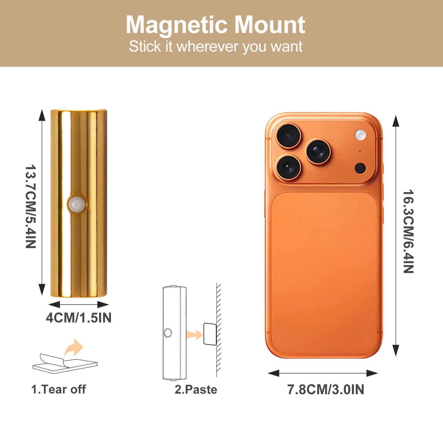 LED Night Light with Motion Sensor,Magnetic USB Rechargeable Wall Light Suitable for Stairs, Porch, Hallway, Bedrooms, Cabinets