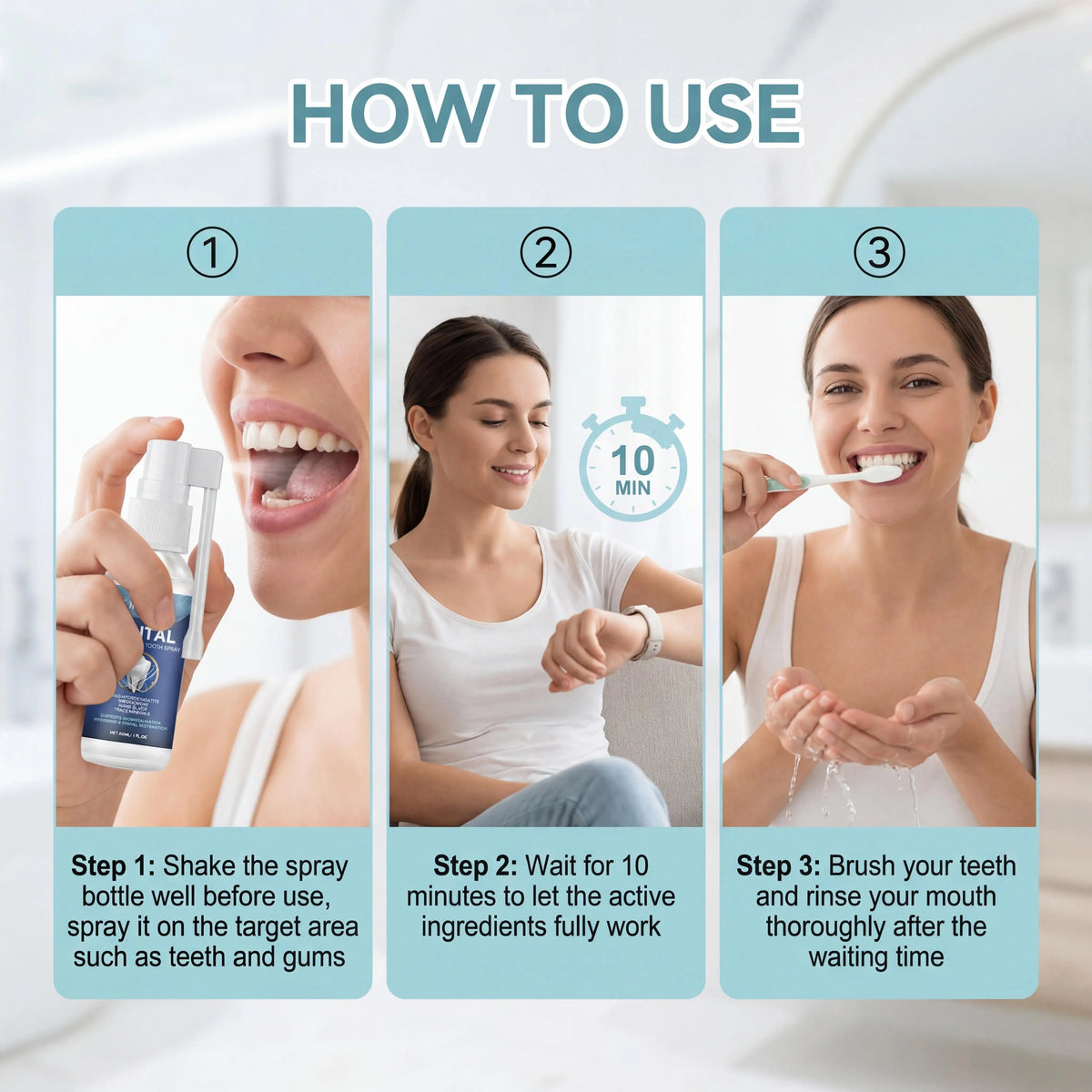 Oralhoe Cavity Care Tooth Spray Nano Hydroxyapatite Theobromine Nano Silver Trace Minerals Remineralization Whitening Enamel Restoration Oral Care Spray