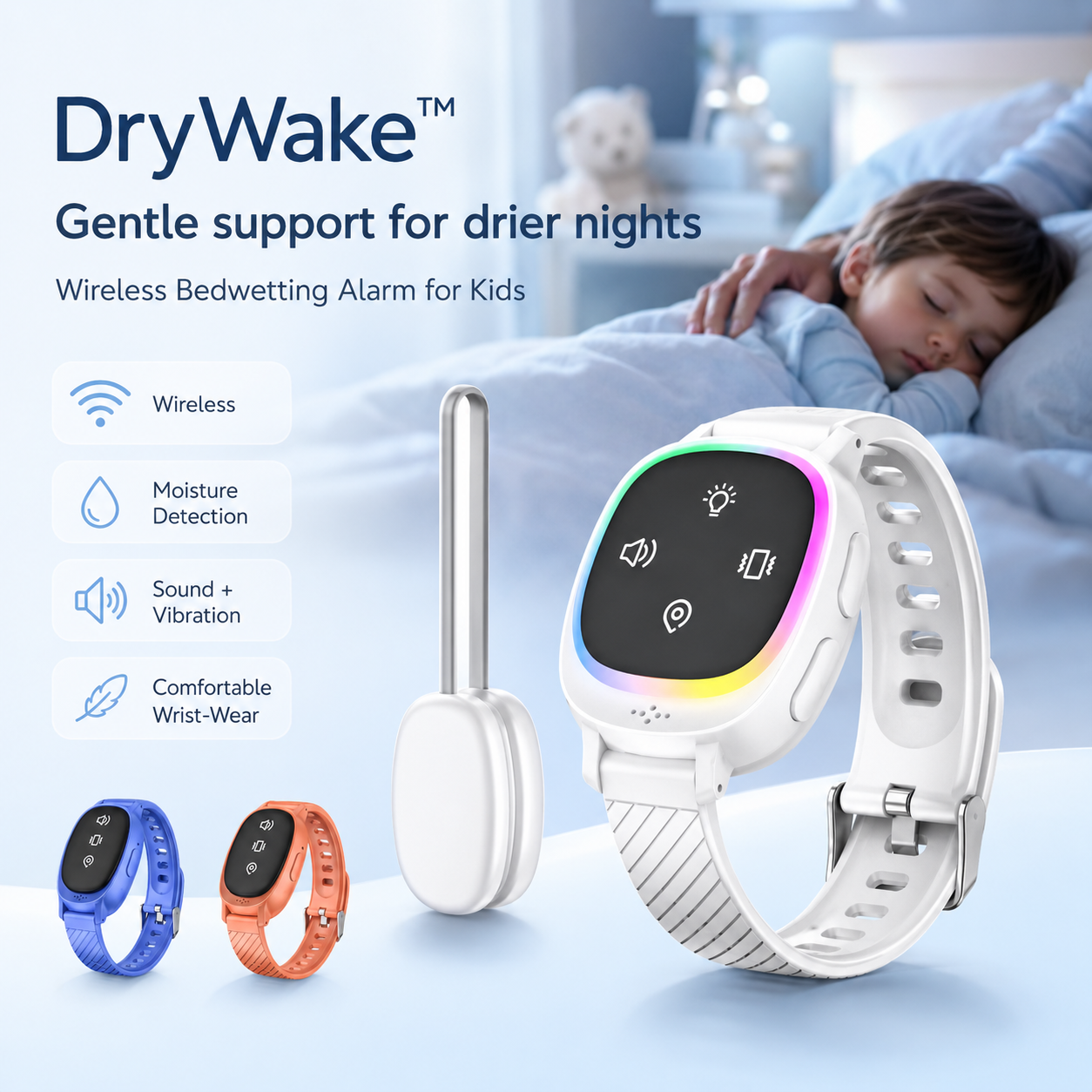 DryWake™ Wireless Bedwetting Alarm for Kids