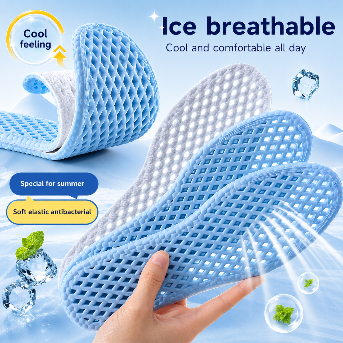 ArcticStep cooling memory foam insoles 3-pack with contoured arch support for all-day comfort