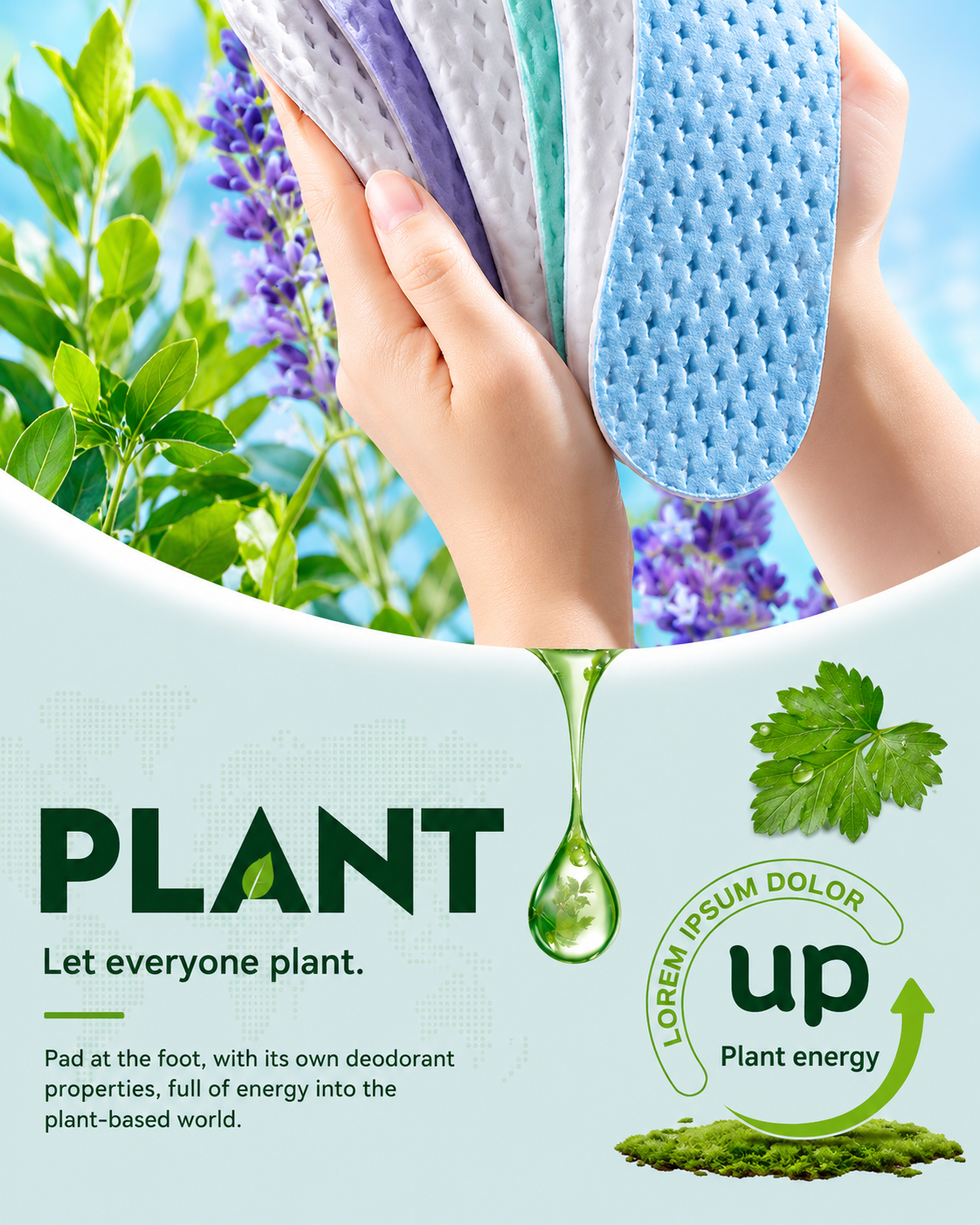 Close-up of memory foam insole with breathable sweat-wicking top layer