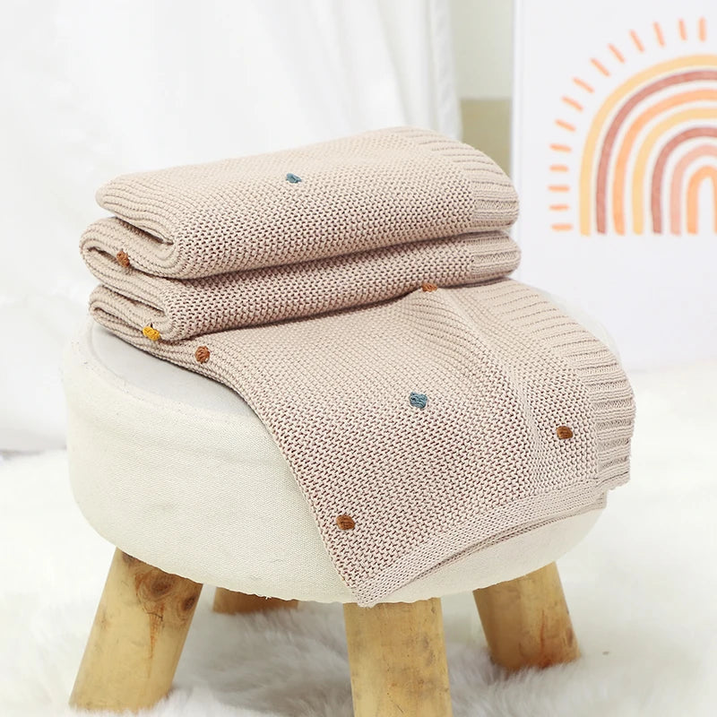 Nestling™ Cloudsoft Knit Baby Blanket – Pure Cotton Swaddle & Wrap (90 × 70 cm)