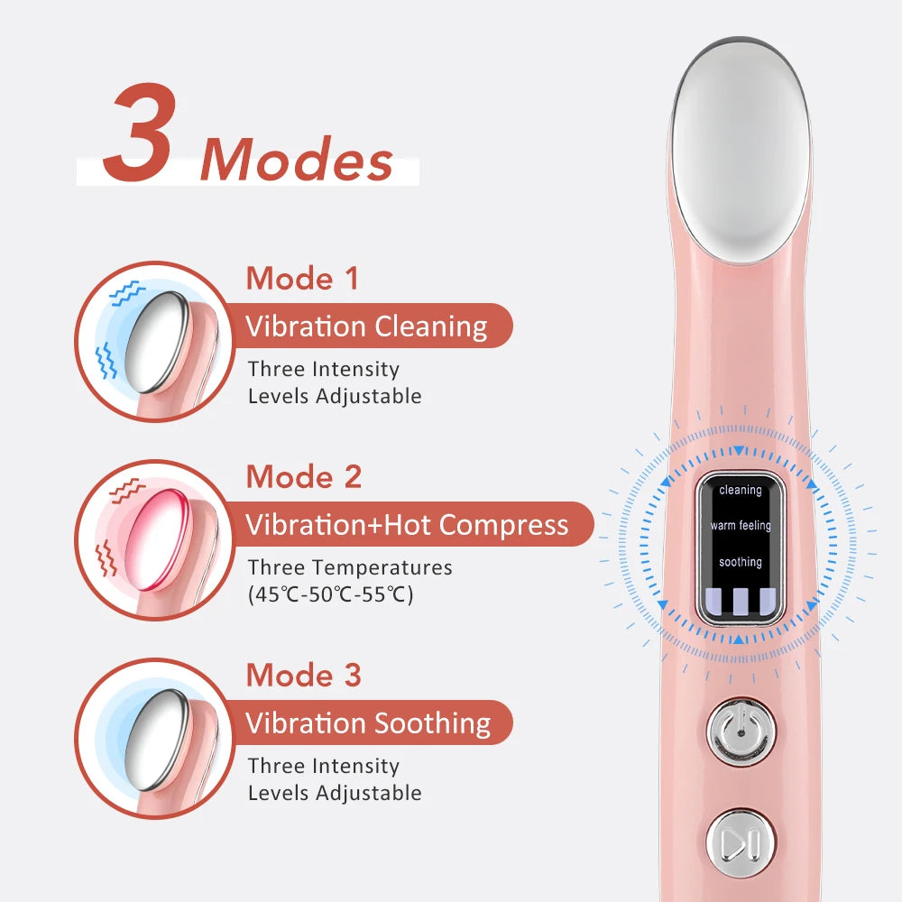 Eye Care Beauty Device Facial Massager 3 in 1 LED Photon Light Wand for Relax Eye Dark Circles Eye Bags Puffiness Skincare Tool