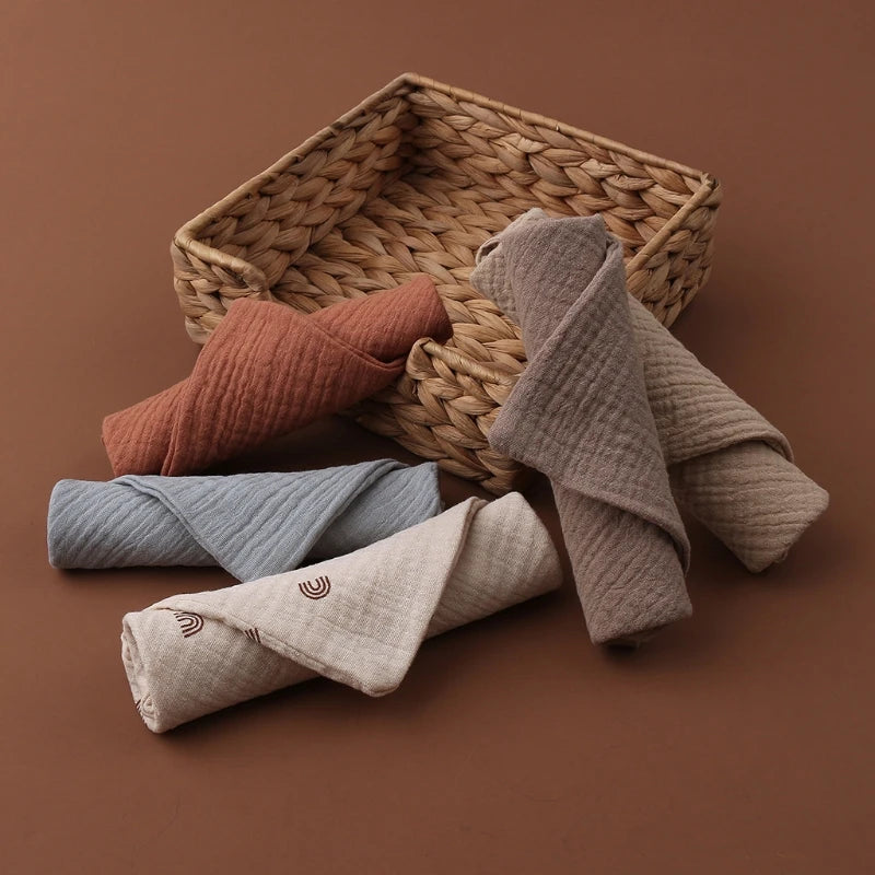 Cotton Gauze Muslin Squares (5-Pack) — Multipurpose Baby Burp & Face Cloths