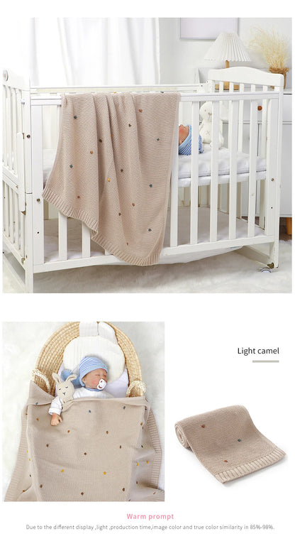 Nestling™ Cloudsoft Knit Baby Blanket – Pure Cotton Swaddle & Wrap (90 × 70 cm)