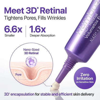 NAD+ Retinol Eye Care 3 Piece Set Advanced Liquid Serum Plumping Firming Anti Aging Wrinkle Reducing Brightening Eye Cream