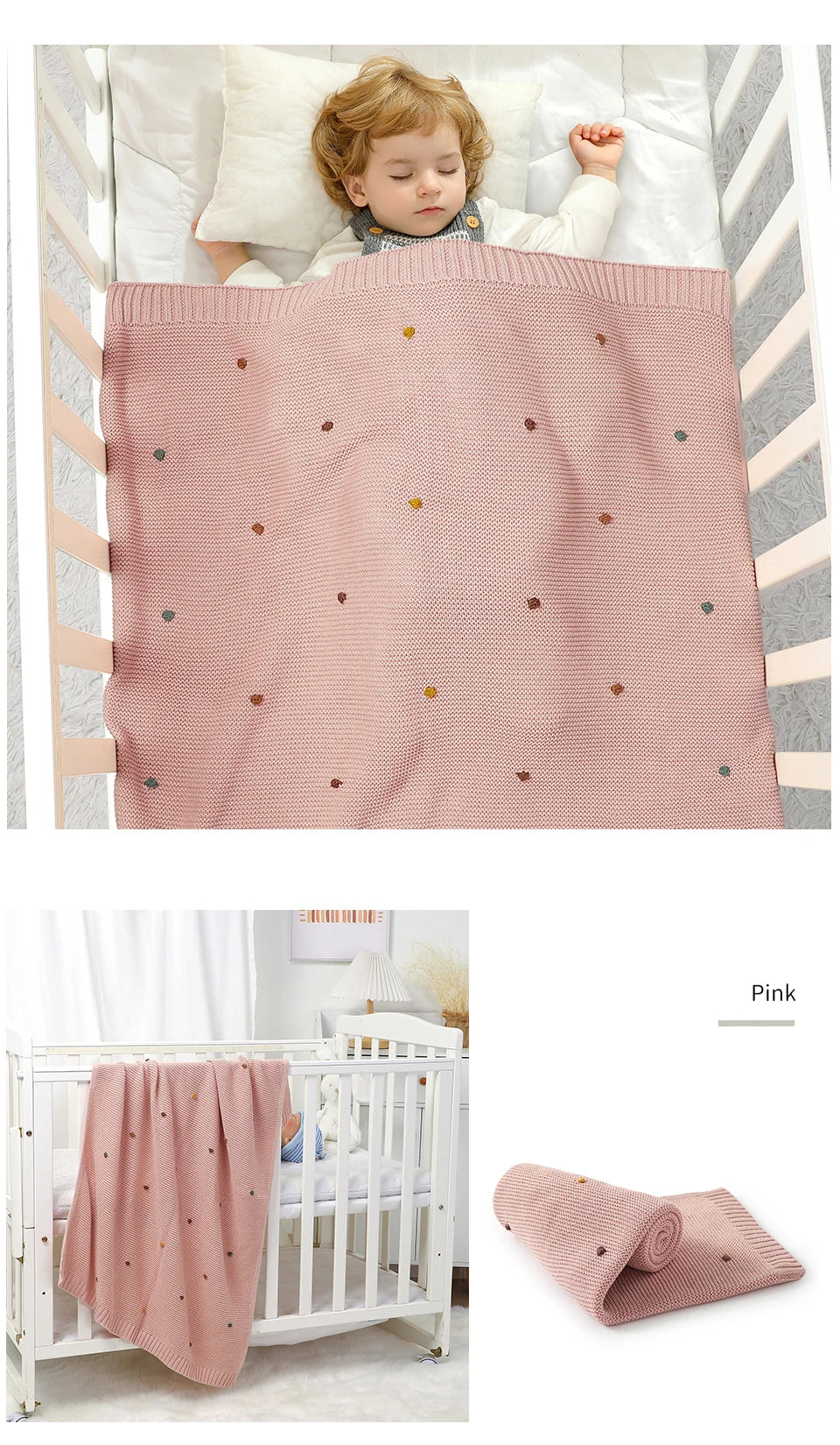Nestling™ Cloudsoft Knit Baby Blanket – Pure Cotton Swaddle & Wrap (90 × 70 cm)