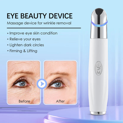Eye Care Beauty Device Facial Massager 3 in 1 LED Photon Light Wand for Relax Eye Dark Circles Eye Bags Puffiness Skincare Tool