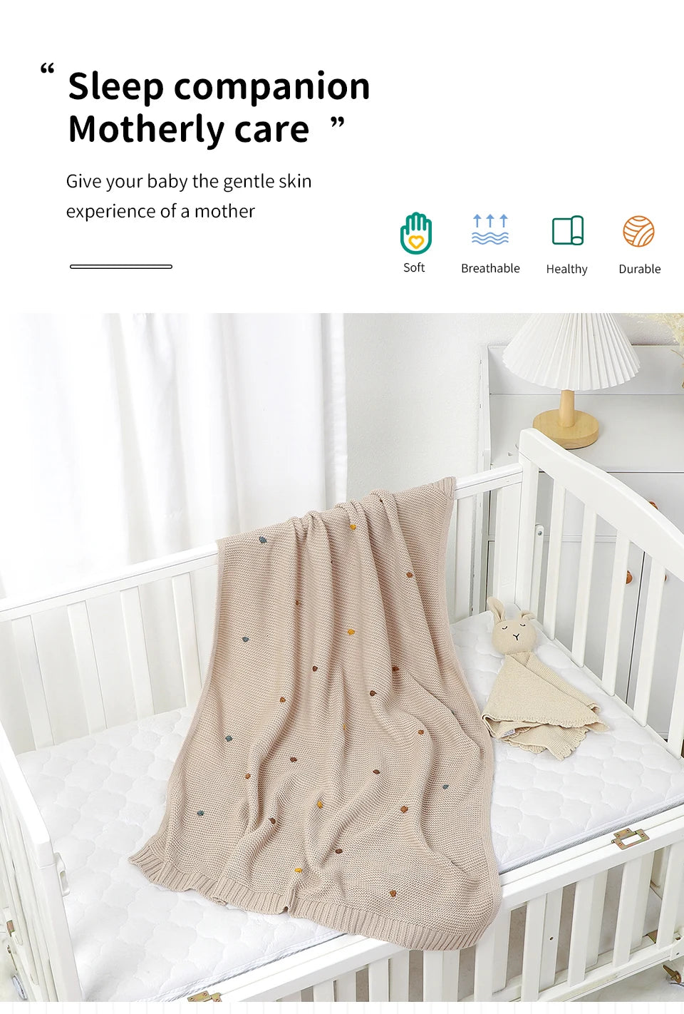 Nestling™ Cloudsoft Knit Baby Blanket – Pure Cotton Swaddle & Wrap (90 × 70 cm)