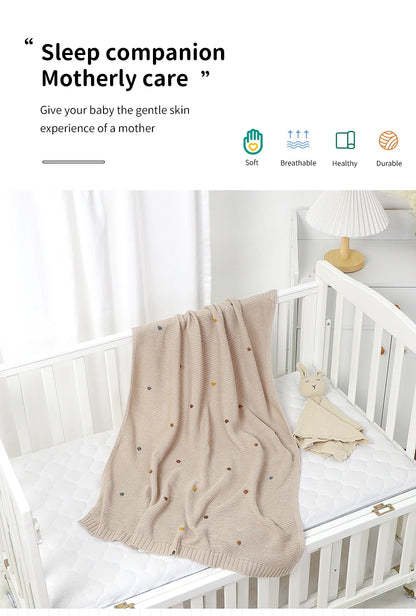 Nestling™ Cloudsoft Knit Baby Blanket – Pure Cotton Swaddle & Wrap (90 × 70 cm)