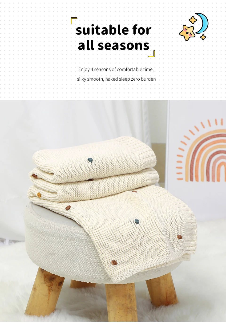 Nestling™ Cloudsoft Knit Baby Blanket – Pure Cotton Swaddle & Wrap (90 × 70 cm)