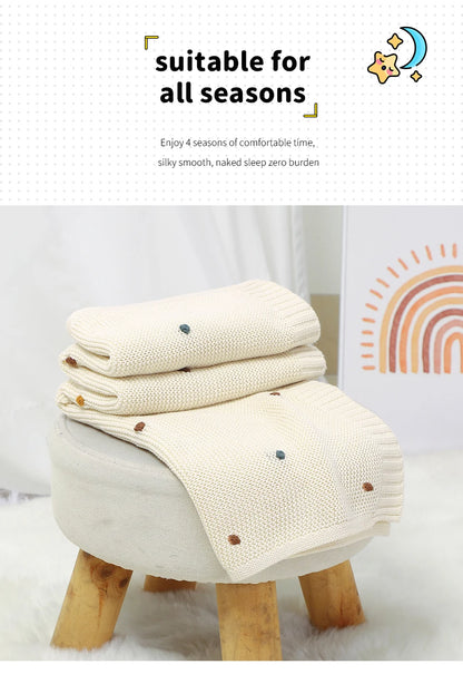 Nestling™ Cloudsoft Knit Baby Blanket – Pure Cotton Swaddle & Wrap (90 × 70 cm)