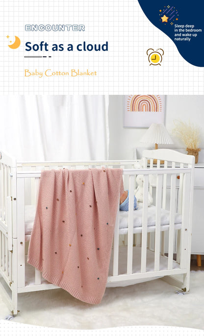 Nestling™ Cloudsoft Knit Baby Blanket – Pure Cotton Swaddle & Wrap (90 × 70 cm)