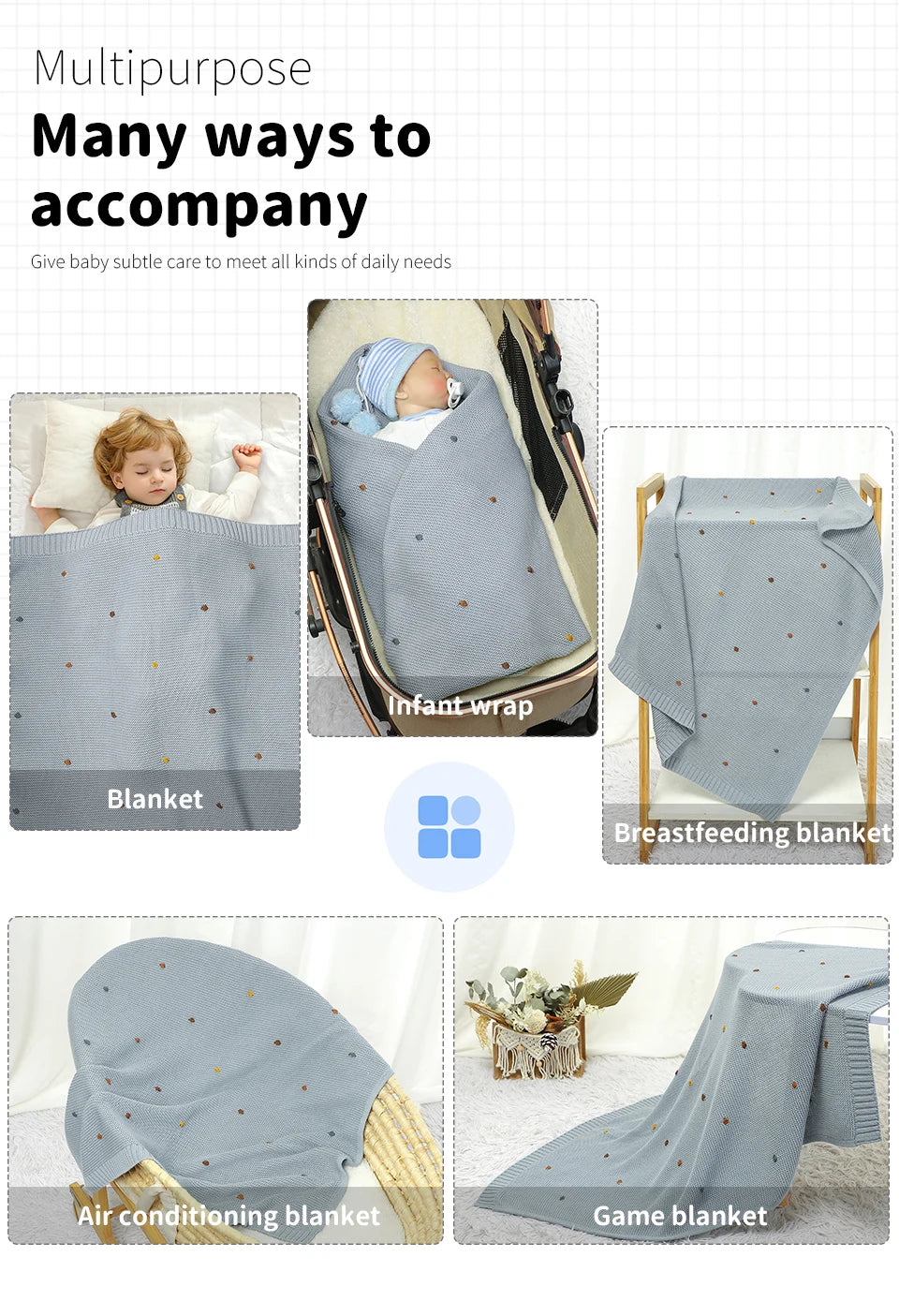 Nestling™ Cloudsoft Knit Baby Blanket – Pure Cotton Swaddle & Wrap (90 × 70 cm)
